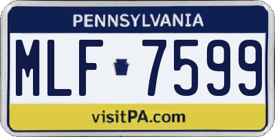 PA license plate MLF7599