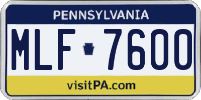 PA license plate MLF7600