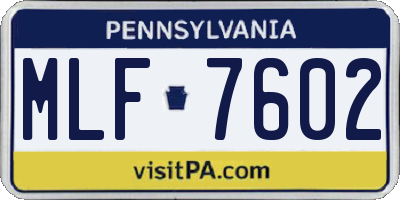 PA license plate MLF7602