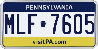 PA license plate MLF7605