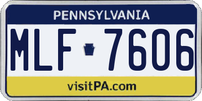 PA license plate MLF7606