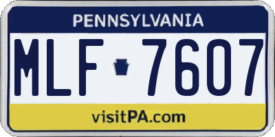 PA license plate MLF7607