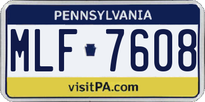 PA license plate MLF7608