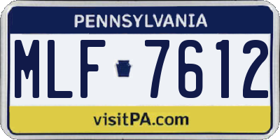 PA license plate MLF7612