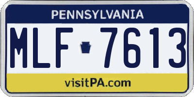 PA license plate MLF7613