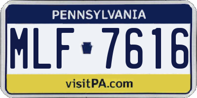 PA license plate MLF7616