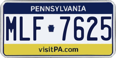 PA license plate MLF7625