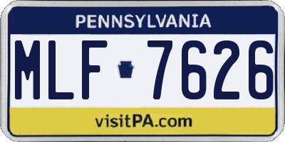 PA license plate MLF7626