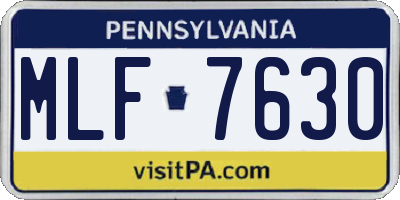 PA license plate MLF7630