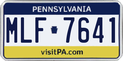 PA license plate MLF7641