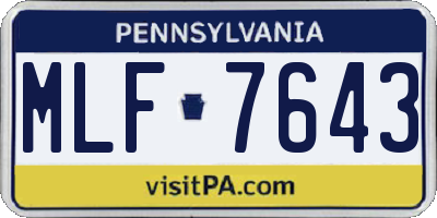 PA license plate MLF7643
