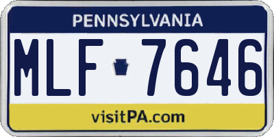 PA license plate MLF7646