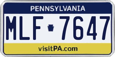 PA license plate MLF7647