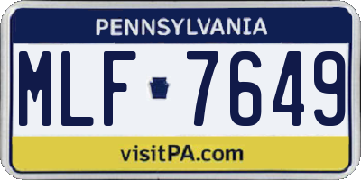 PA license plate MLF7649
