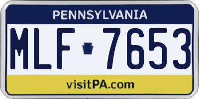 PA license plate MLF7653