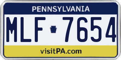 PA license plate MLF7654