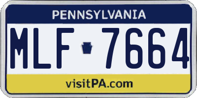 PA license plate MLF7664