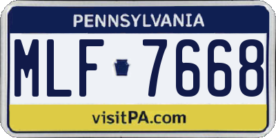 PA license plate MLF7668
