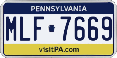 PA license plate MLF7669