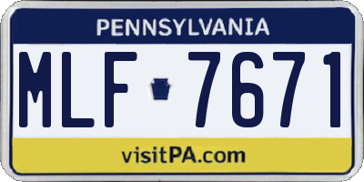 PA license plate MLF7671