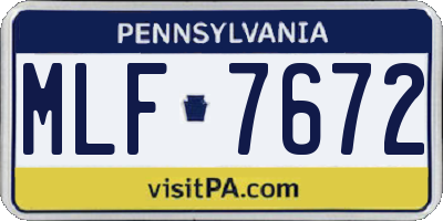 PA license plate MLF7672