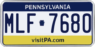 PA license plate MLF7680