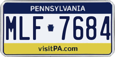 PA license plate MLF7684