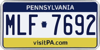 PA license plate MLF7692