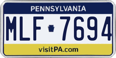PA license plate MLF7694