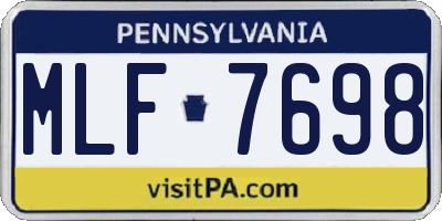 PA license plate MLF7698