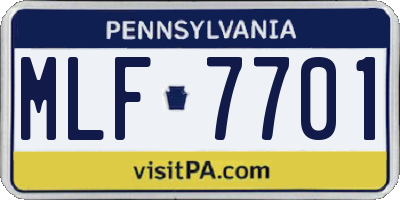 PA license plate MLF7701