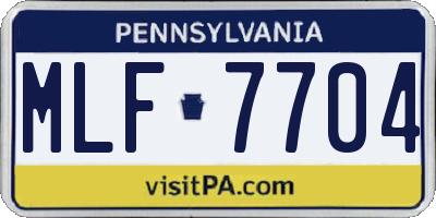 PA license plate MLF7704