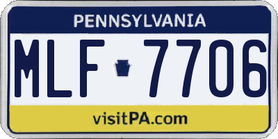 PA license plate MLF7706
