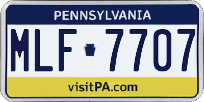 PA license plate MLF7707
