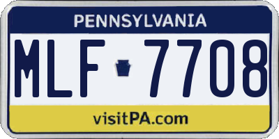 PA license plate MLF7708