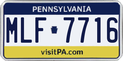 PA license plate MLF7716