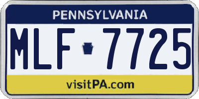 PA license plate MLF7725
