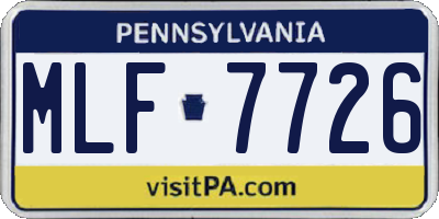 PA license plate MLF7726