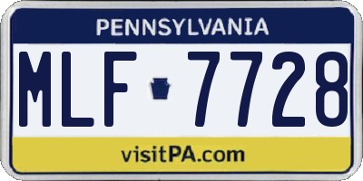 PA license plate MLF7728