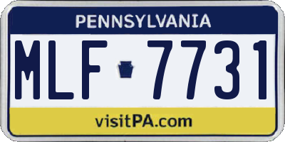 PA license plate MLF7731