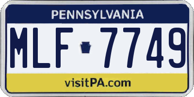 PA license plate MLF7749
