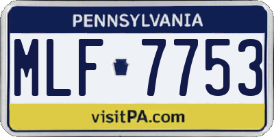 PA license plate MLF7753