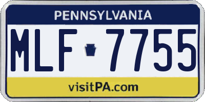 PA license plate MLF7755