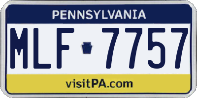 PA license plate MLF7757