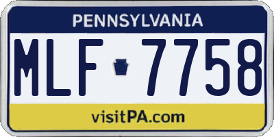 PA license plate MLF7758