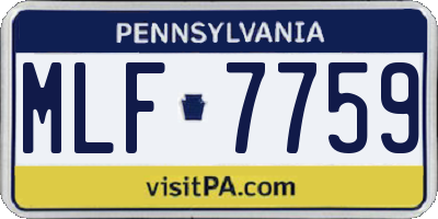 PA license plate MLF7759