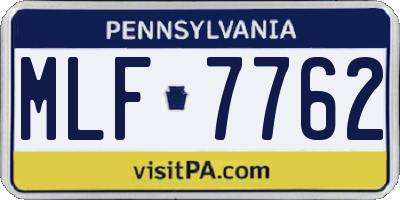 PA license plate MLF7762