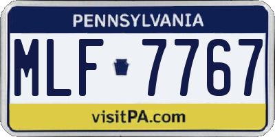 PA license plate MLF7767