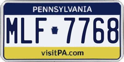 PA license plate MLF7768
