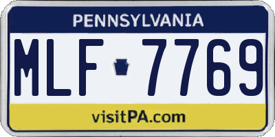 PA license plate MLF7769